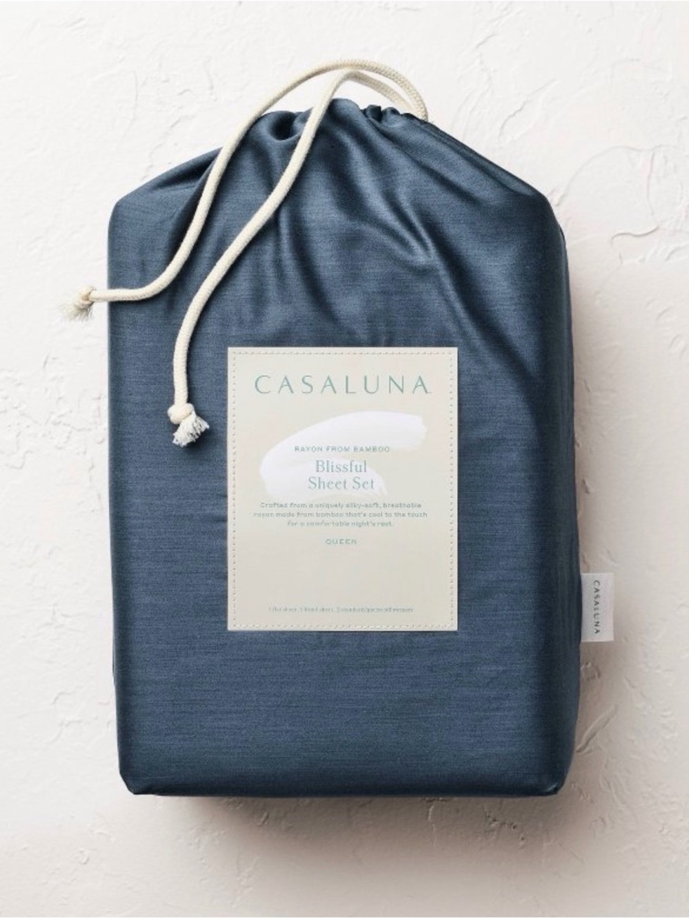 Casaluna Blissful Sheet Set Rayon from Bamboo Queen NWT Slate Blue